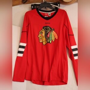 Vintage NHL Face Off Chicago Blackhawks Hockey Long Sleeve Shirt Men L